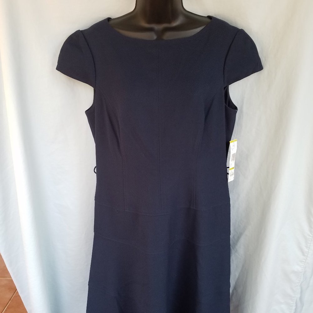 NWT Anne Klein Size 14 On the Move Navy Blue Dress